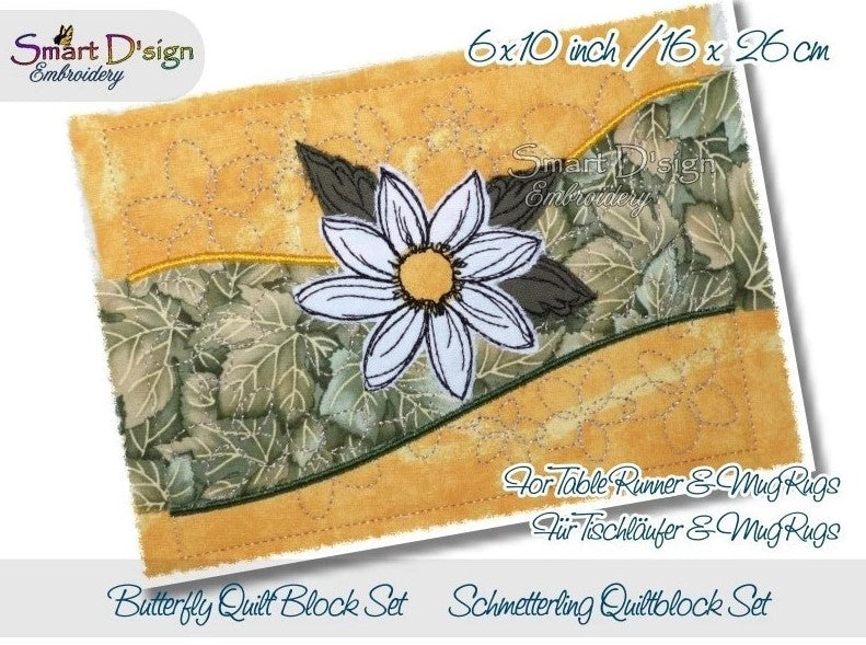 DAISY FLOWER Table Runner Quilt Blocks - SET of 4 blocks