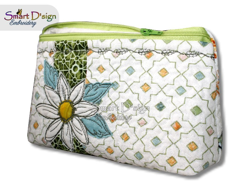 FLOWER PATCHWORK - ITH QUILT ZIPPER BAG