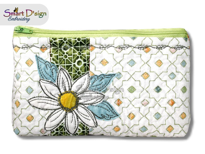 FLOWER PATCHWORK - ITH QUILT ZIPPER BAG