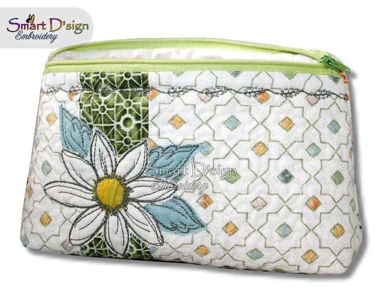 FLOWER PATCHWORK - ITH QUILT ZIPPER BAG