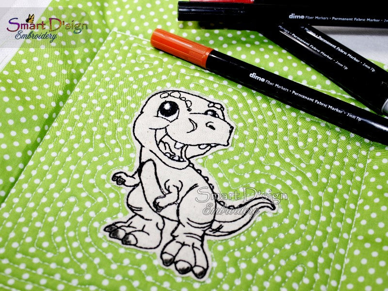 10 T-REX DINOSAURIER DOODLE Applikationen - Ausmalmotive