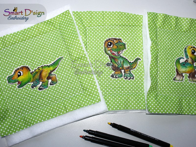 10 T-REX DINOSAURIER DOODLE Applikationen - Ausmalmotive