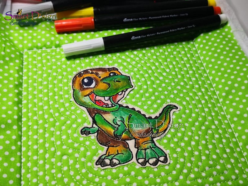 10 T-REX DINOSAURIER DOODLE Applikationen - Ausmalmotive