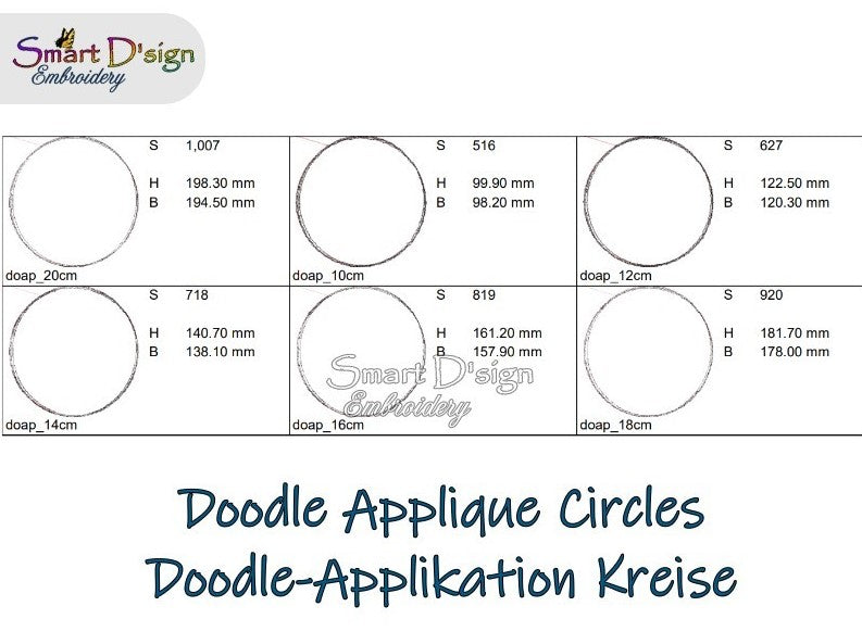 6 BLANK DOODLE APPLIQUE CIRCLES