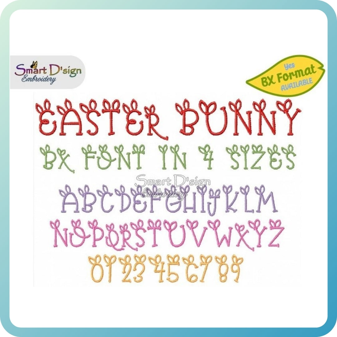 EASTER BUNNY ALPHABET 4 Sizes - Embroidery Font & BX Font