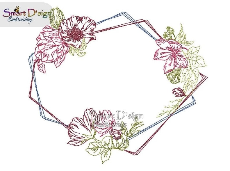 FLOWER FRAME - Machine Embroidery Design