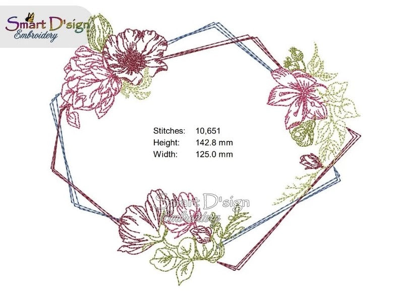 FLOWER FRAME - Machine Embroidery Design