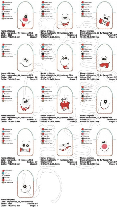 ITH CHIPTASCHEN 13 LUSTIGE GESICHTER