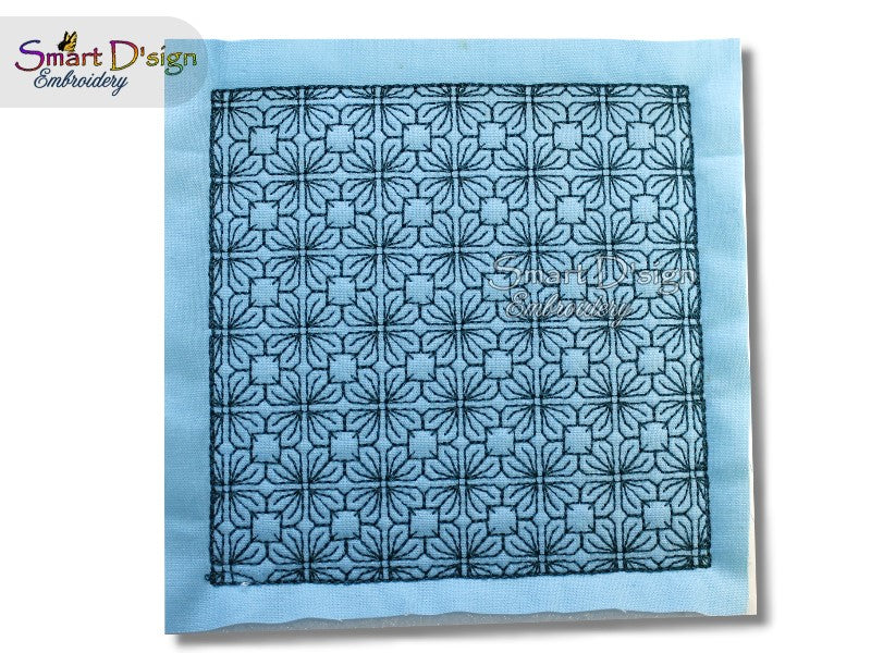 ITH QUILT BLOCK GEO FLOWERS - Full Body Sashiko Inspired Quilting