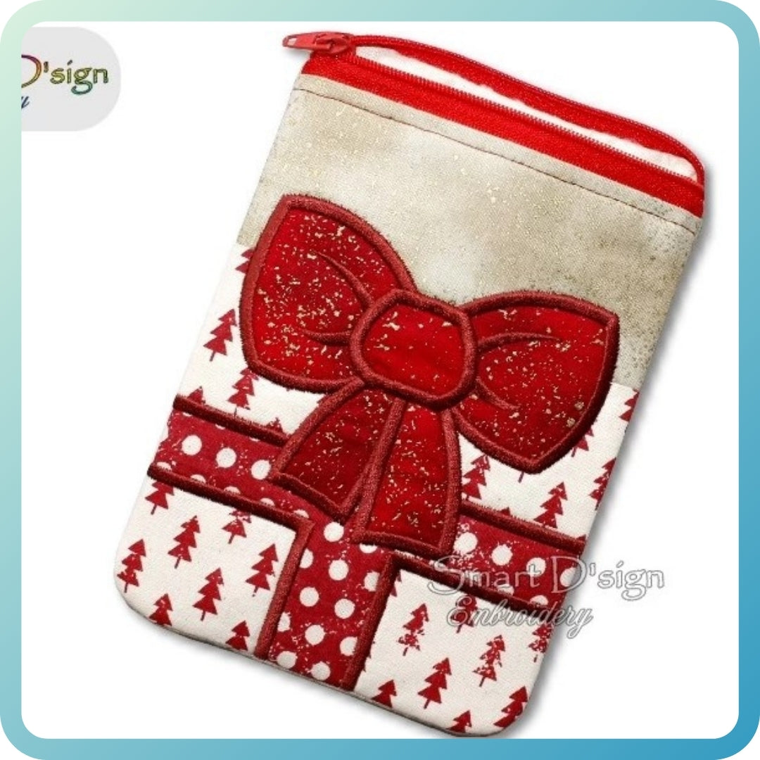 ITH GIFT BOW APPLIQUE Zipper BAG