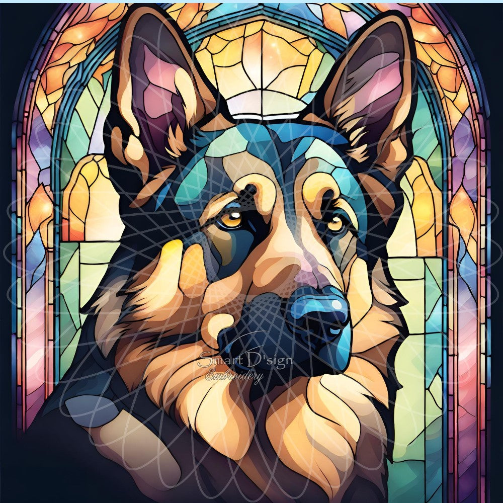 GERMAN SHEPHERD DOG - STAINED GLASS ARTWORK