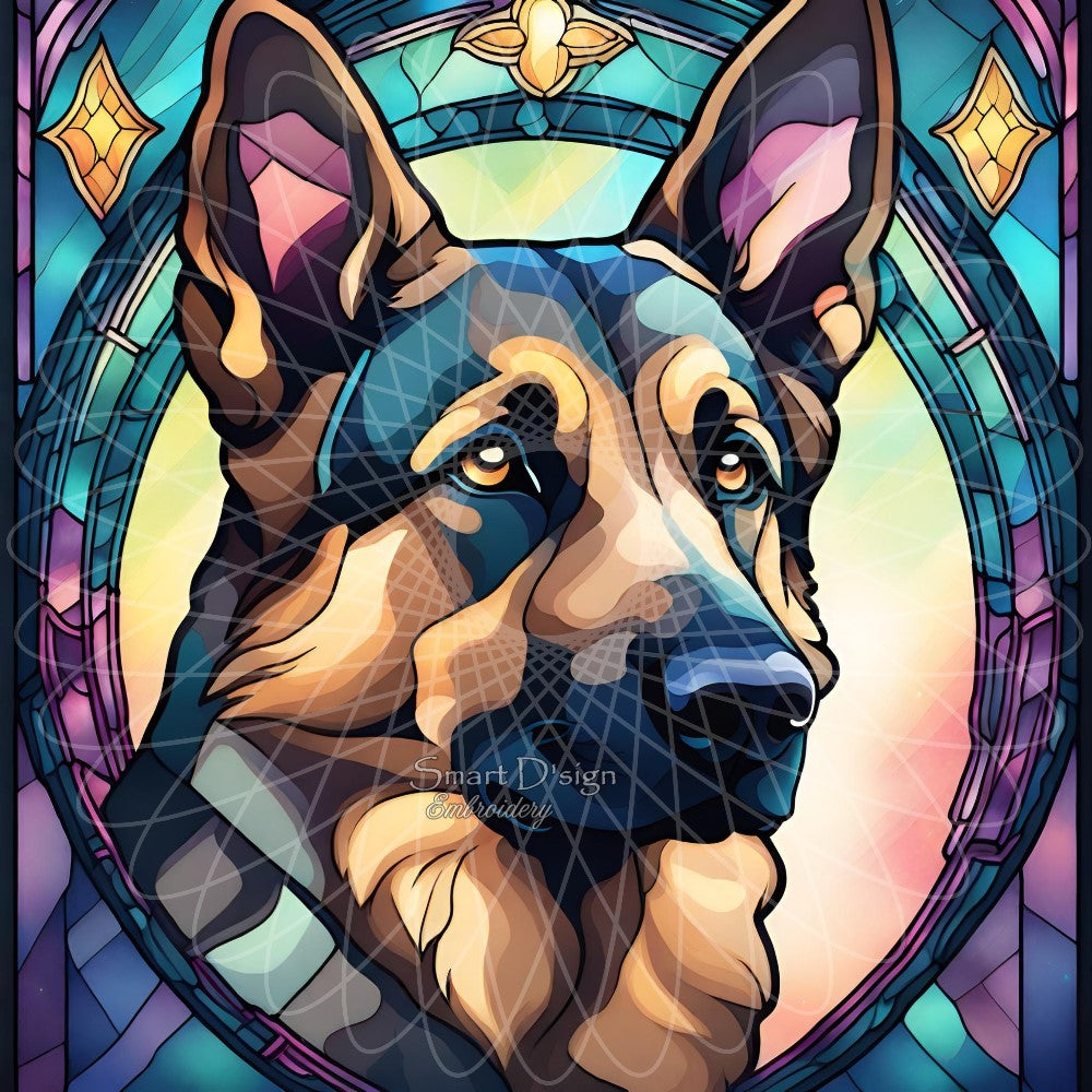 GERMAN SHEPHERD DOG - STAINED GLASS ARTWORK