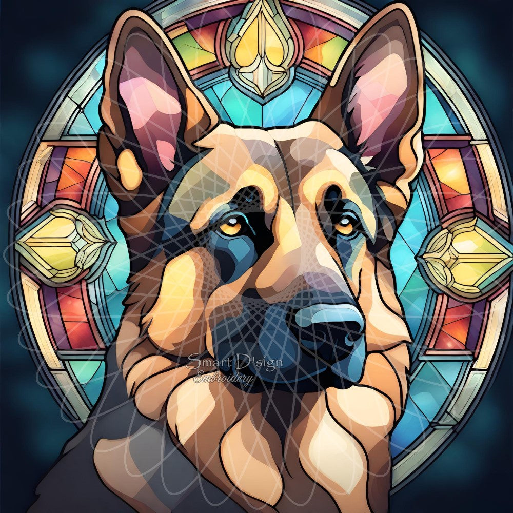 GERMAN SHEPHERD DOG - STAINED GLASS ARTWORK