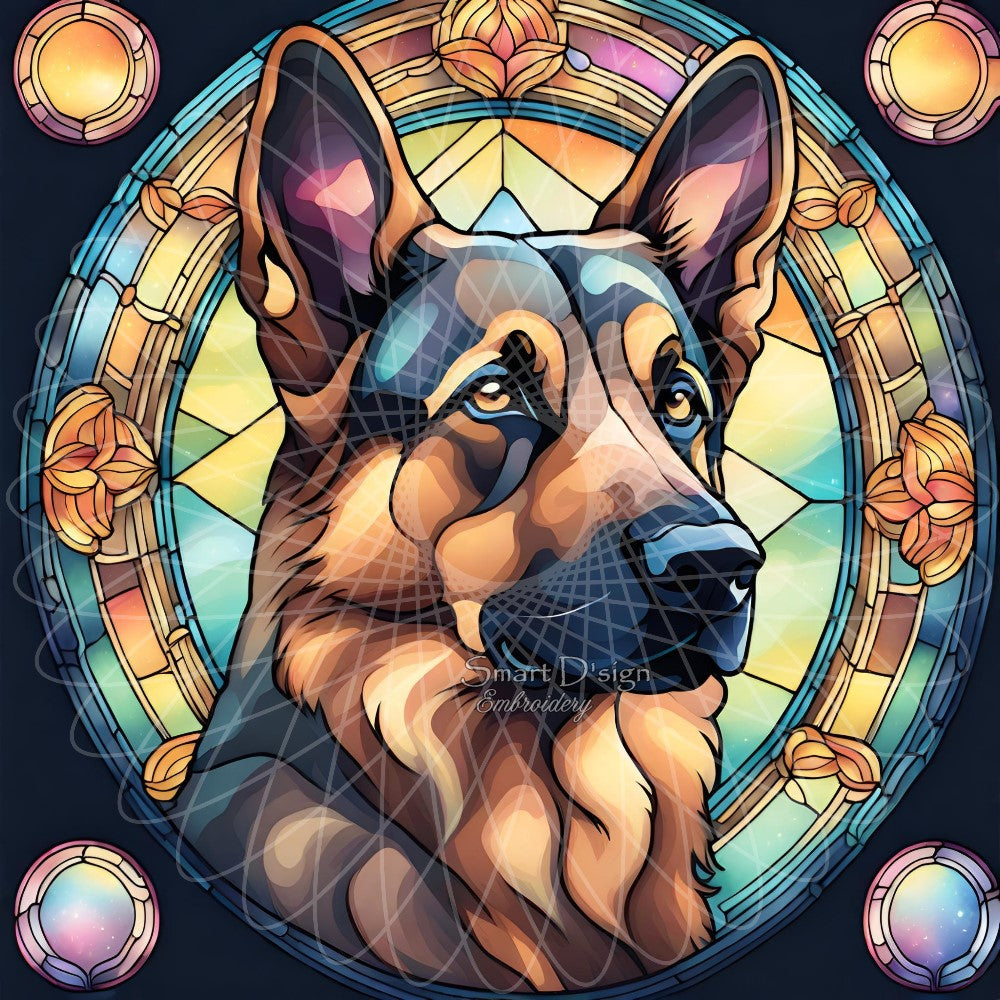 GERMAN SHEPHERD DOG - STAINED GLASS ARTWORK