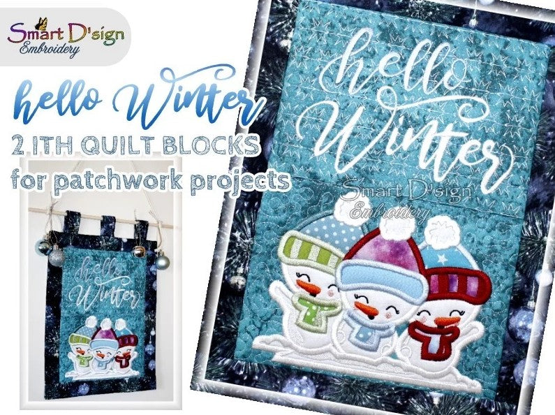 HELLO WINTER ITH QUILT BLOCKS 2 Motifs