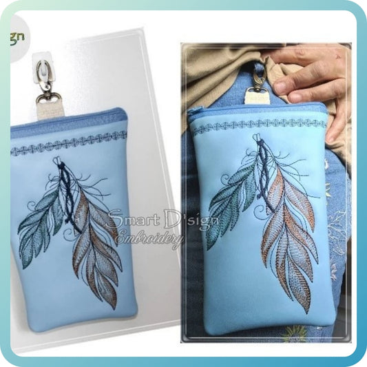 ITH ZIPPER HIP BAG - FEATHER - Treat Pouch, fully lined