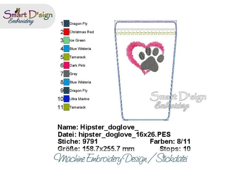 ITH ZIPPER HIP BAG - PAW PRINT HEART - Treat Pouch, fully lined