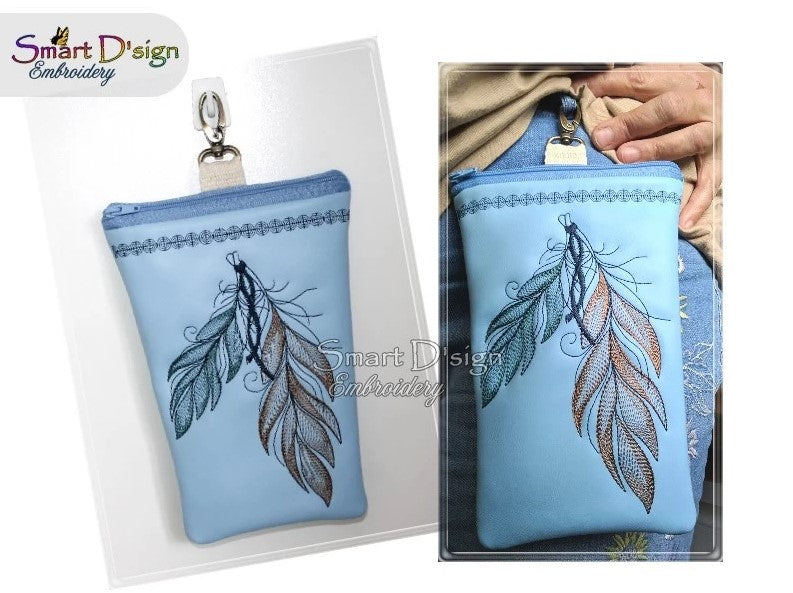 ITH ZIPPER HIP BAG - FEATHER - Treat Pouch, fully lined