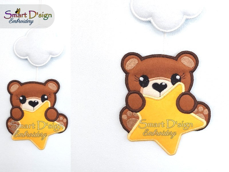 ITH TEDDY WITH STAR - Puff Applique