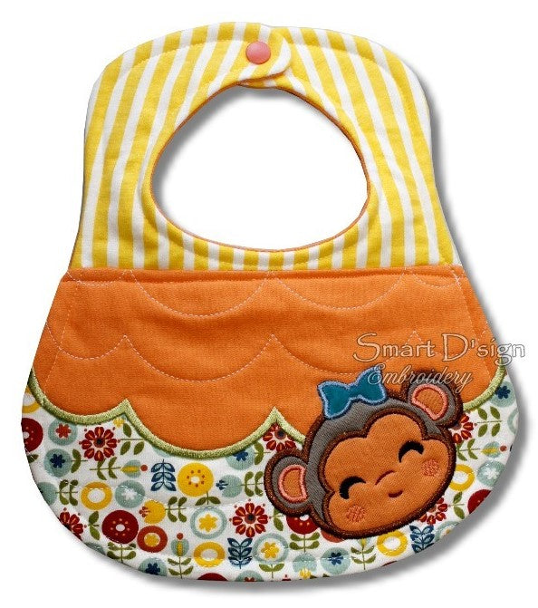 ITH BABY BIB with MONKEY APPLIQUE