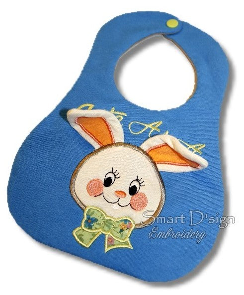 ITH BABY BIB with BUNNY APPLIQUE