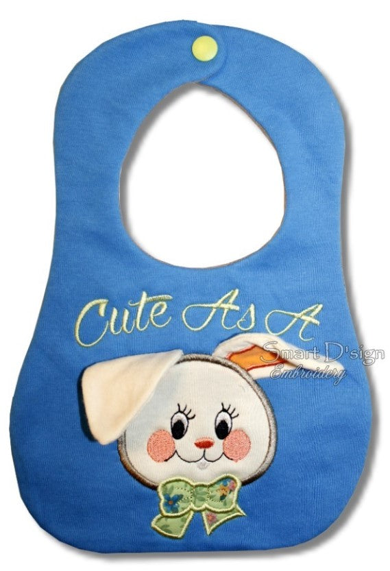 ITH BABY BIB with BUNNY APPLIQUE