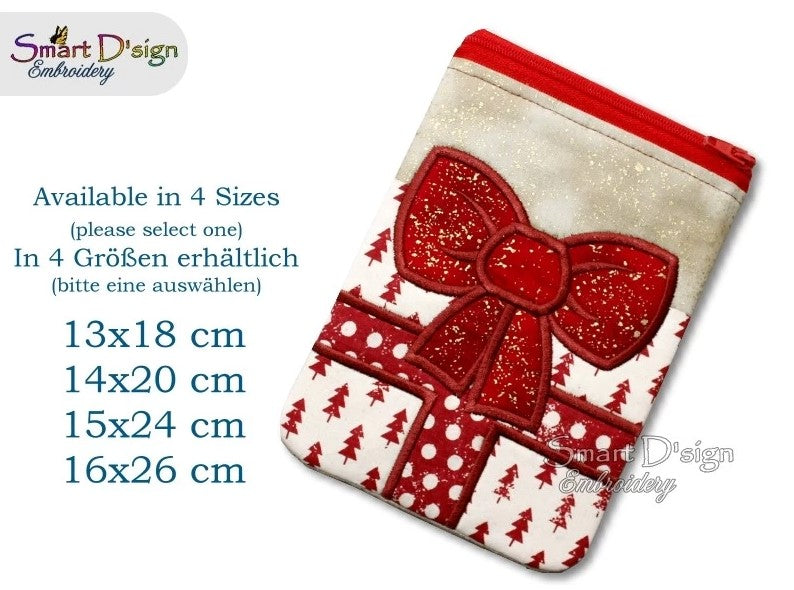 ITH GIFT BOW APPLIQUE Zipper BAG