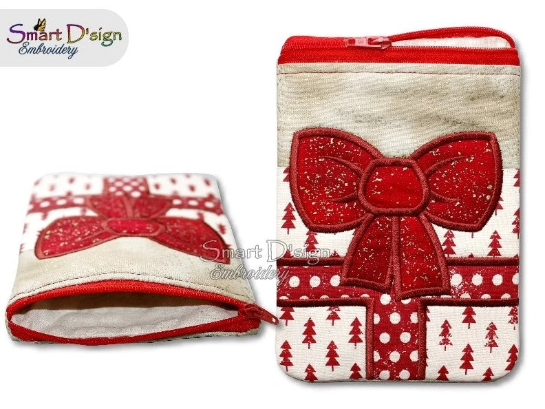 ITH GIFT BOW APPLIQUE Zipper BAG