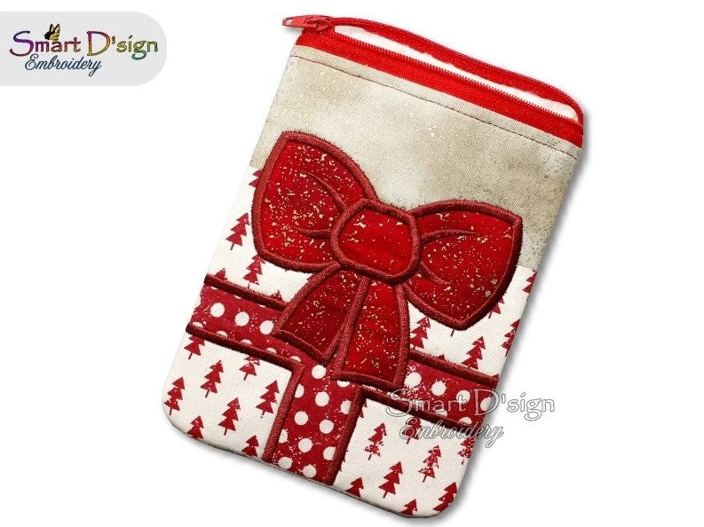 ITH GIFT BOW APPLIQUE Zipper BAG