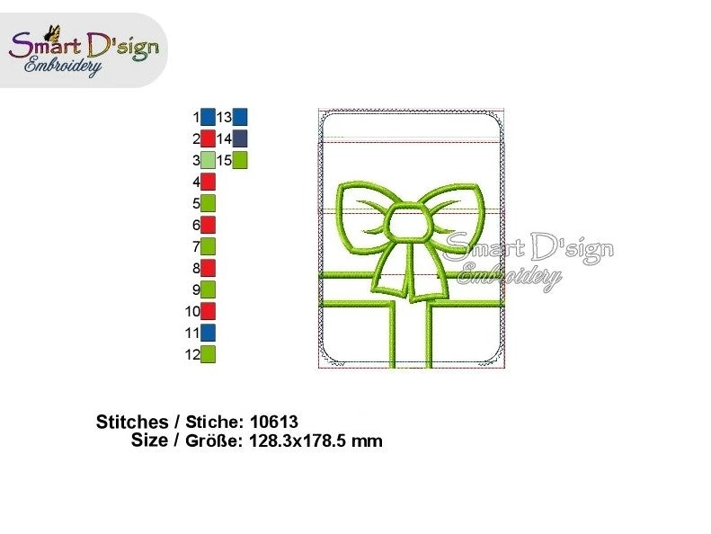 ITH GIFT BOW APPLIQUE Zipper BAG