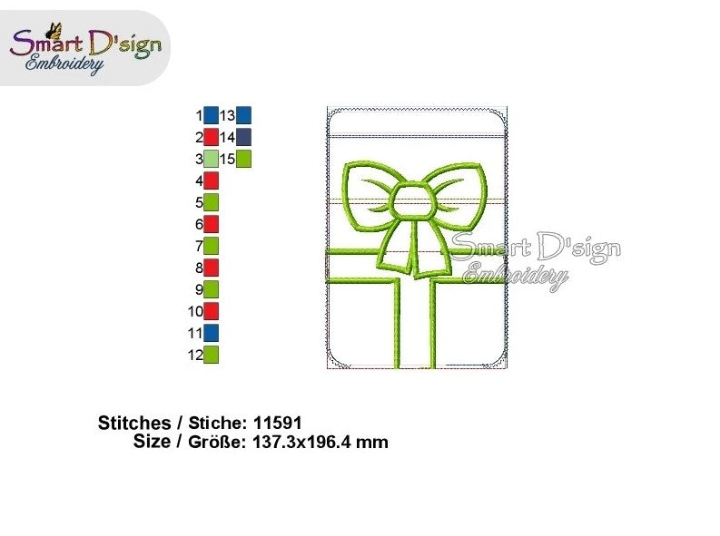 ITH GIFT BOW APPLIQUE Zipper BAG