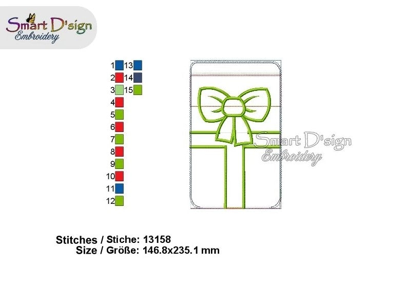 ITH GIFT BOW APPLIQUE Zipper BAG