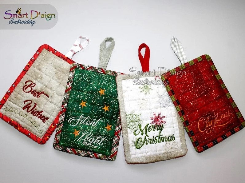 ITH SEASONS GREETINGS PATCHWORK POTHOLDER Set