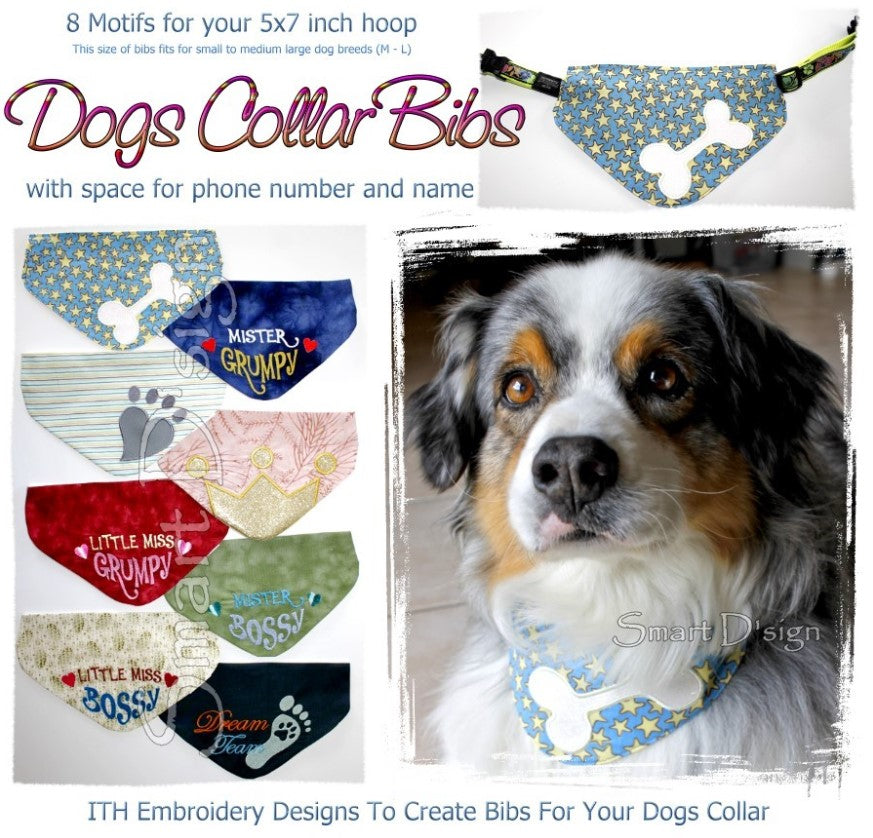 ITH DOG COLLAR BIBS - BANDANAS 5x7 inch