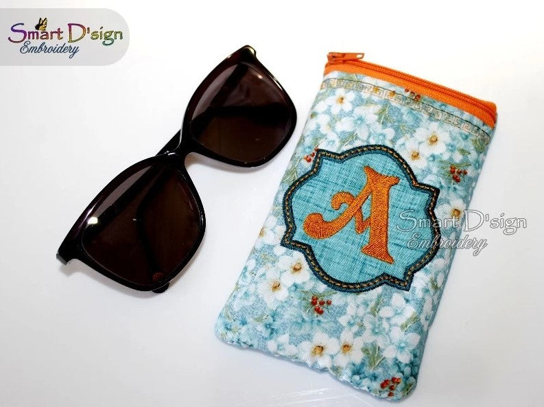 ITH GLASSES ZIPPER CASE with LETTER APPLIQUE