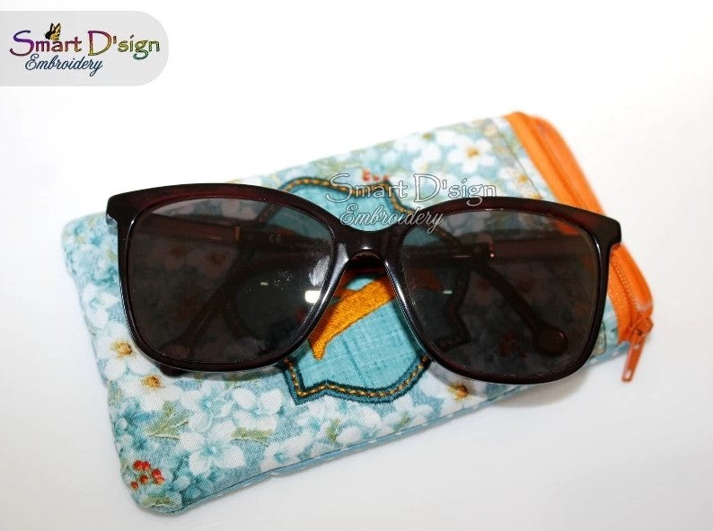 ITH GLASSES ZIPPER CASE with LETTER APPLIQUE