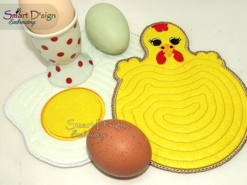 ITH HEN & EGG Mug Rug / Potholder