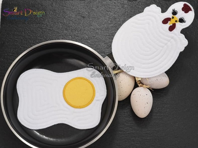 ITH HEN & EGG Mug Rug / Potholder