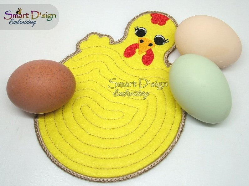 ITH HEN & EGG Mug Rug / Potholder