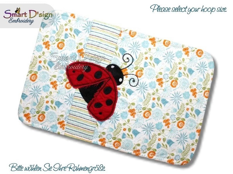 ITH PATCHWORK MUG RUG - LADYBUG  Raw Applique