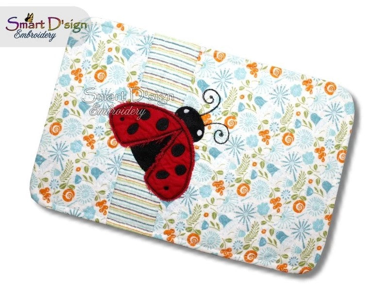 ITH PATCHWORK MUG RUG - LADYBUG  Raw Applique