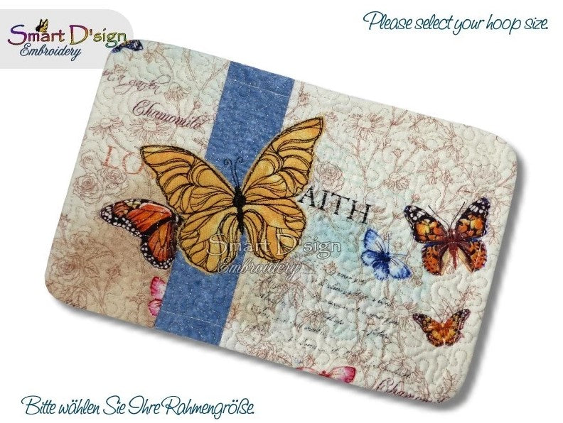 ITH PATCHWORK MugRug - SCHMETTERLING in Doodle Applikation