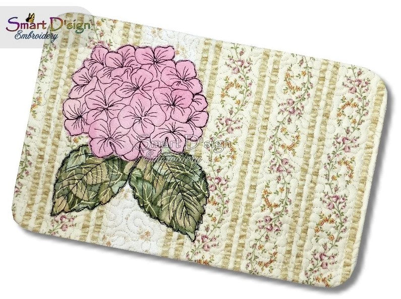 ITH PATCHWORK MUG RUG - HYDRANGEA Raw Applique