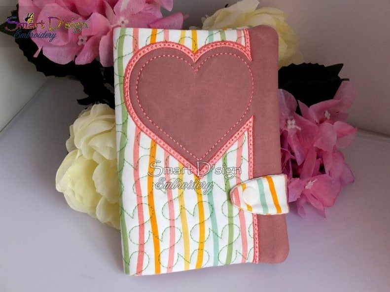 ITH HEART PRINT APPLIQUE NOTEBOOK COVER A6