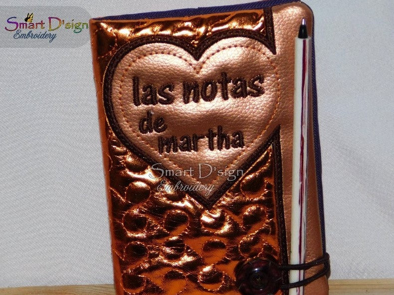 ITH HEART PRINT APPLIQUE NOTEBOOK COVER A6