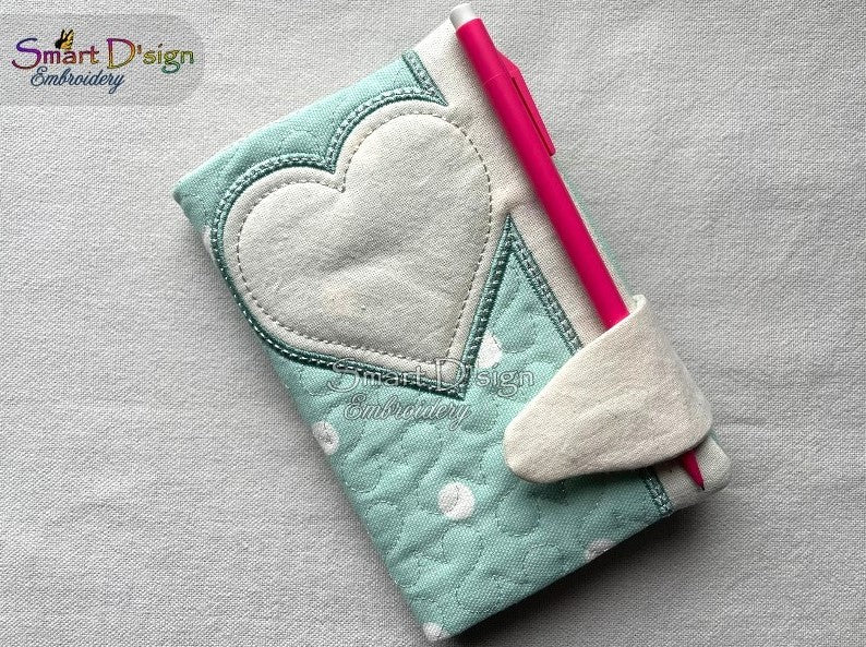 ITH HEART PRINT APPLIQUE NOTEBOOK COVER A6