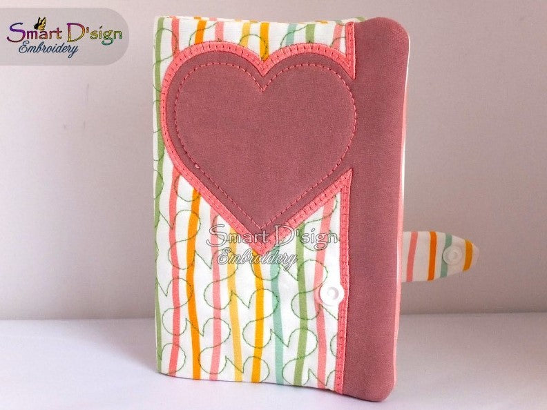 ITH HEART PRINT APPLIQUE NOTEBOOK COVER A6