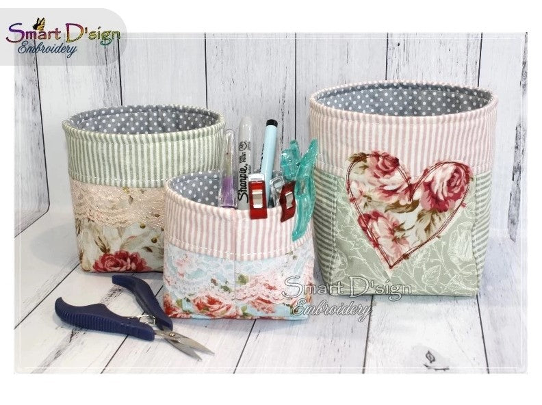 ITH ORGANISER BASKET VINTAGE PATCHWORK STYLE