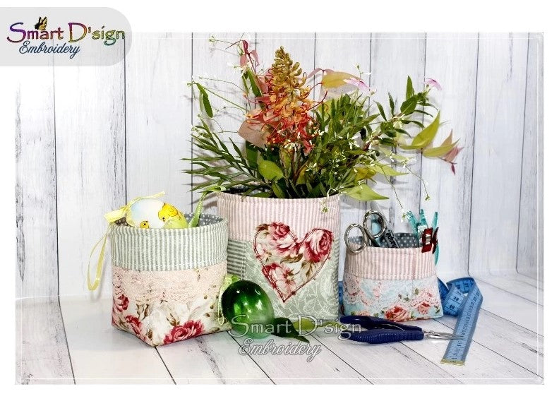 ITH ORGANISER BASKET VINTAGE PATCHWORK STYLE