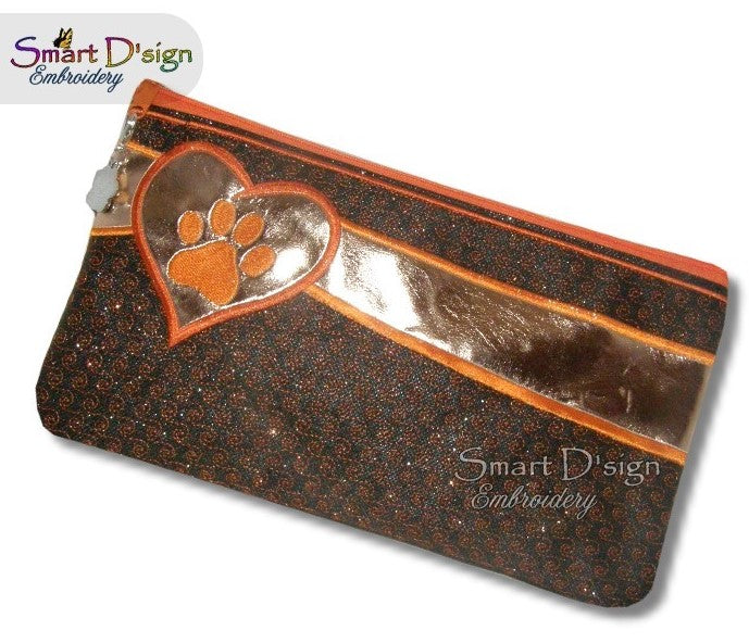 ITH PAW PRINT - Applique Zipper Bag - fully lined